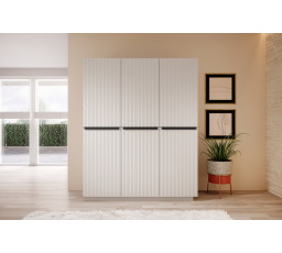 Skříň Nicole 150 cm se 2 skrytými zásuvkami - bílý mat / černé úchyty