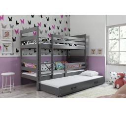 Dětská patrová postel ERYK 3 s přistýlkou 80x190 cm, včetně matrací, Grafit/Grafit