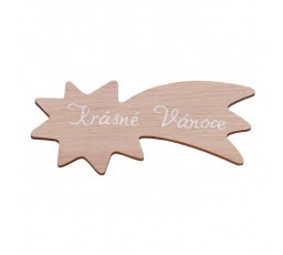 Cedulka "Krásné Vánoce" - dřevo, přírodní, v sáčku 12 ks, cena za 1 ks
