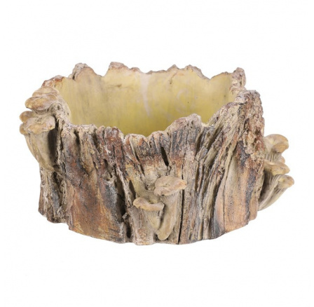 Obal betonový - pařez s houbami, vel. L, hnědý Obal betonový - pařez s houbami, vel. L, hnědý