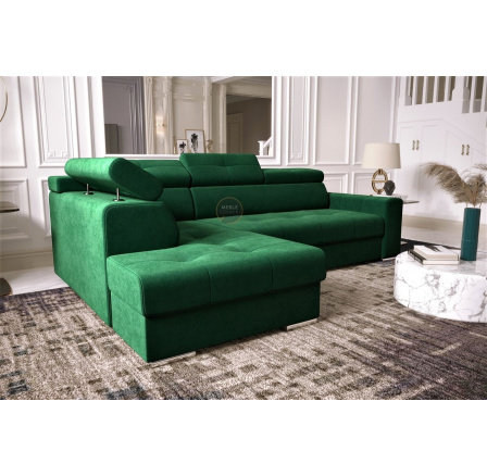 Rohová sedací souprava s funkcí spaní MARGO I 260×185 - zelená , levá Rohová sedací souprava s funkcí spaní MARGO I 260×185 - zelená , levá
