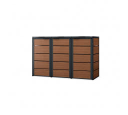 Tříkomorová popelnicová skříň 120L, antracit - ořech