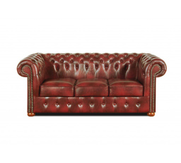 Pohovka Chesterfield Classic 3 kůže bordó
