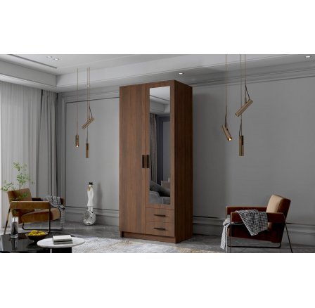 Skříň Arya II 80 - ořech/černé úchytky