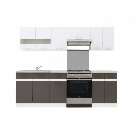 Kuchyň Junona Modul 240, bílá/bílý lesk/šedý wolfram