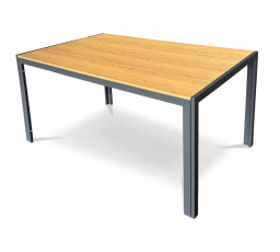 Stůl zahradní 150x90x73, deska polywood v dekoru dubu, šedá kovová konstrukce
