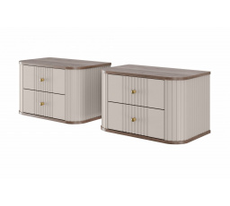 Sada závěsných nočních stolků Vesper 56 cm - kašmír / ořech / zlaté úchyty