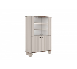 VESPER VITRÍNA 103 4D - kašmír mdf / ořech / černé úchyty / nohy koule