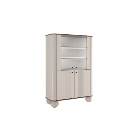 VESPER VITRÍNA 103 4D - kašmír mdf / ořech / černé úchyty / nohy koule