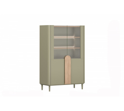 AMILIO VITRÍNA 100 2D - eukalyptus / dub baltic dune / úchyty dub přírodní / nohy eukalyptus