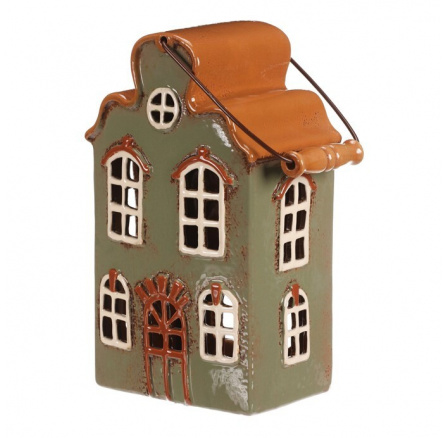 Domeček keramický - na čajovou svíčku, zelený Domeček keramický - na čajovou svíčku, zelený