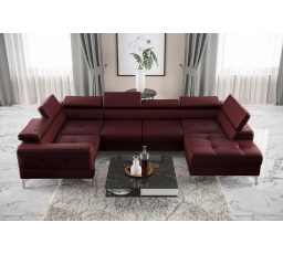 Rohová sedací souprava TOSCANIA MAX I 170x350x185 cm přírodní kůže - levá, Bordová kůže