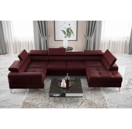 Rohová sedací souprava TOSCANIA MAX I 170x350x185 cm přírodní kůže - levá, Bordová kůže Rohová sedací souprava TOSCANIA MAX I 170x350x185 cm přírodní kůže - levá, Bordová kůže