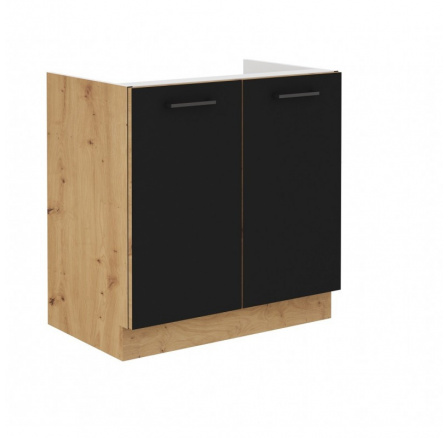 Kuchyňská dolní skříňka MOLLY 80 ZL 2F BB, Černá/Dub artisan