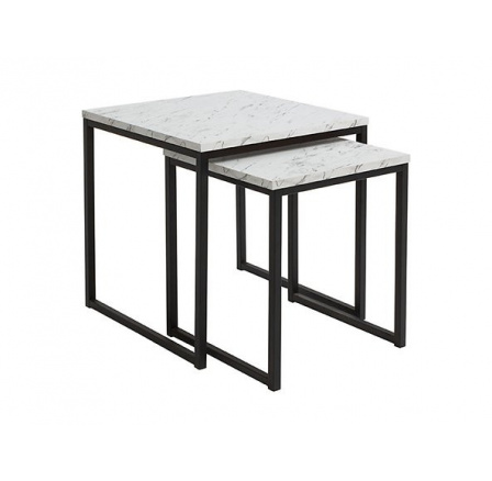 Konferenční stůl AROZ SET LAW/40+LAW/50 mramor carrara bílý/černý kovový rám