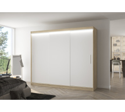 Šatní skříň Antos 250, Sonoma/Bílá + LED osvětlení