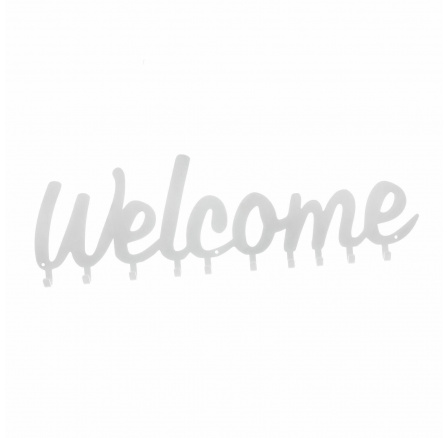 Nástěnný věšák Welcome bílý