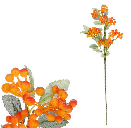 Jeřabiny - umělá větev, oranžové bobule