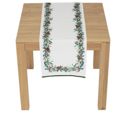 Běhoun - jehličí, šišky a bobule, 100% polyester, 40 x 150 cm