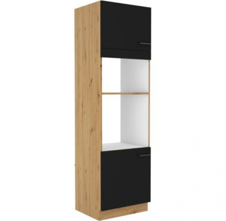 Kuchyňská skříňka MOLLY na mikrovlnku a troubu 60 DPM 210 2F, Černá/Dub artisan