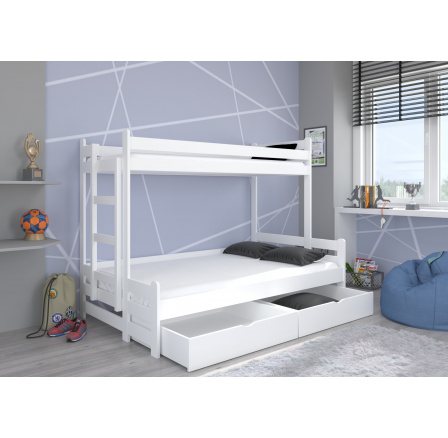 Třílůžková patrová postel s matracemi BENITO 200x80 Bílá