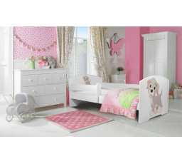 Postel s matrací a zábranou PEPE DOG 160x80 Bílá