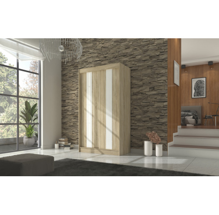 Posuvná skříň s lacobelem KAREN 120 Sonoma+White Lacobel