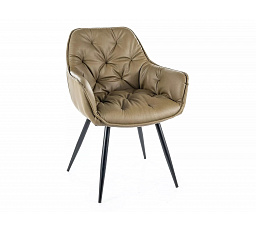 Jídelní židle CHERRY, Olivová ekokůže/černý mat