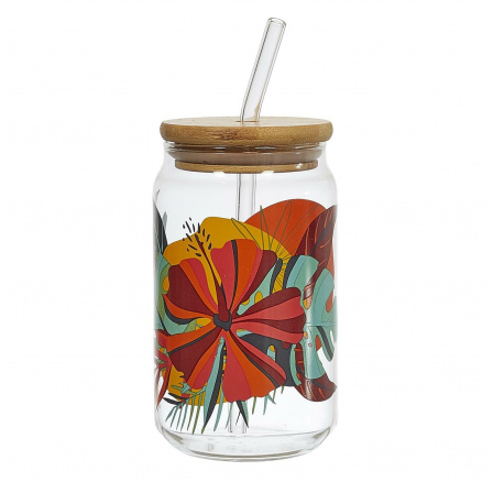 Sklenice Exotic Paradise 450ml se slámkou a bambusovým víčkem