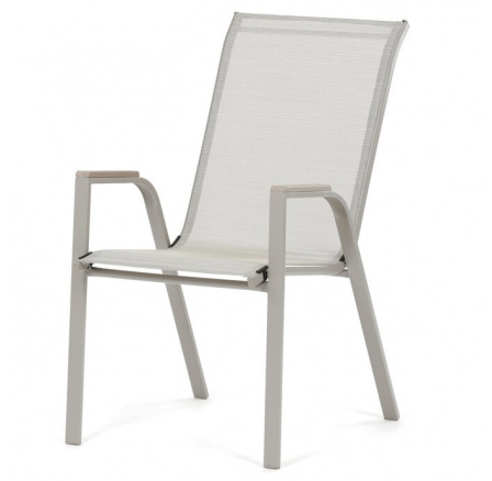 Zahradní židle, kov, síťovina, béžová, AZC-S1048 CRM
