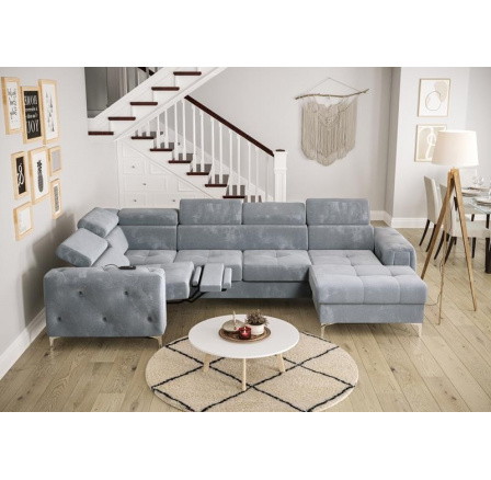 Rohová sedací souprava ORION MAX III , relax s funkcí spaní 165x320x190 cm - modrá, levá