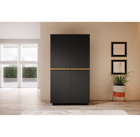 Skříň Nicole 100 cm - černý mat / zlaté úchyty