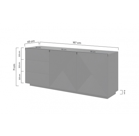 Komoda Asha se zásuvkami a rýhovaným čelem 167 cm - kašmír