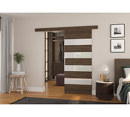 Posuvné dveře na stěnu MILOU 96 Choco+White Lacobel