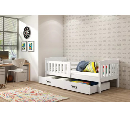Dětská postel KUBUS 80x190 cm se šuplíkem, s matrací, Bílá/Bílá