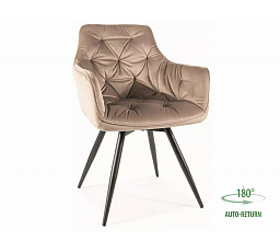 Jídelní otočná židle MANGO VELVET, Tmavě béžový Bluvel 40/Černá