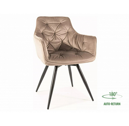 Jídelní otočná židle MANGO VELVET, Tmavě béžový Bluvel 40/Černá