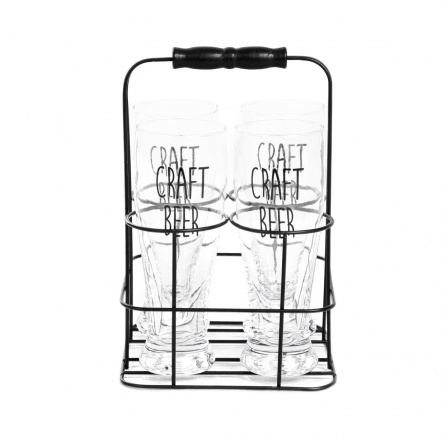 BEER SET RAYA s kovovým stojanem, 4 ks 0,4 l 894775