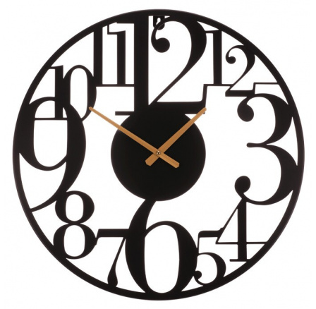 Hodiny nástěnné - pr. 60 cm, kovové, velké číslice, černé