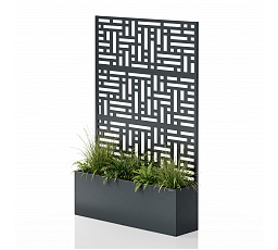 Pergola s květináčem kovová antracitová: ROSEN, 1200 x 1800 x 300 mm