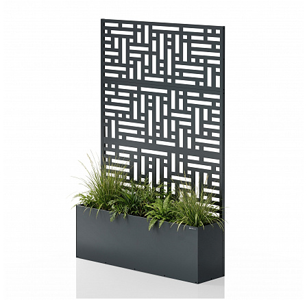 Pergola s květináčem kovová antracitová: ROSEN, 1200 x 1800 x 300 mm