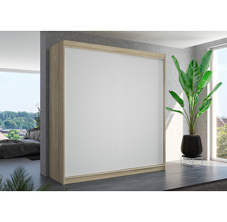 Šatní skříň s posuvnými dveřmi TERECIA 200 Sonoma+White Šatní skříň s posuvnými dveřmi TERECIA 200 Sonoma+White