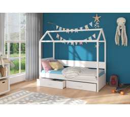 Dětská postel Domek OTELLO 180x80 cm, bez matrace, Bílá