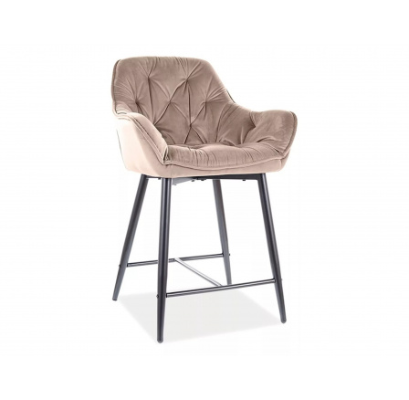 Barová židle CHERRY H-2 Velvet, béžový Bluvel 28/černý mat