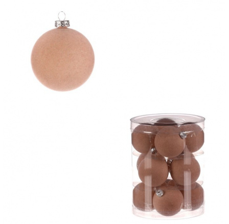 Kulaté sametové ozdoby - pr. 5 cm, cappuccino, cena za balení (12 ks)