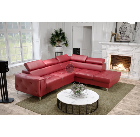 Rohová sedací souprava ORION II s funkcí spaní 225x255 cm přírodní kůže - červená kůže, Pravá strana Rohová sedací souprava ORION II s funkcí spaní 225x255 cm přírodní kůže - červená kůže, Pravá strana