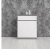 Komoda SIMPLICITY 234, Beton/ Bílý lesk
