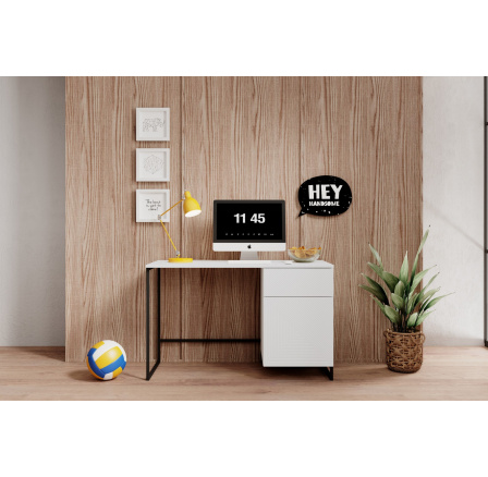 Psací stůl Asha 120, bílý mat / černý rám Psací stůl Asha 120, bílý mat / černý rám