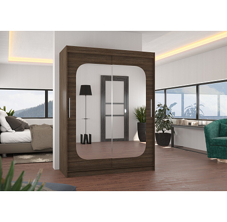 Posuvná skříň se zrcadlem CLEVER 150 Choco+Choco Posuvná skříň se zrcadlem CLEVER 150 Choco+Choco