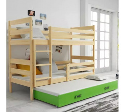 ERYK 3 OSOBOWE RAMA SOSNA SZUFLADA ZIELONY BEZ MATERACY 80 X 190 KPL